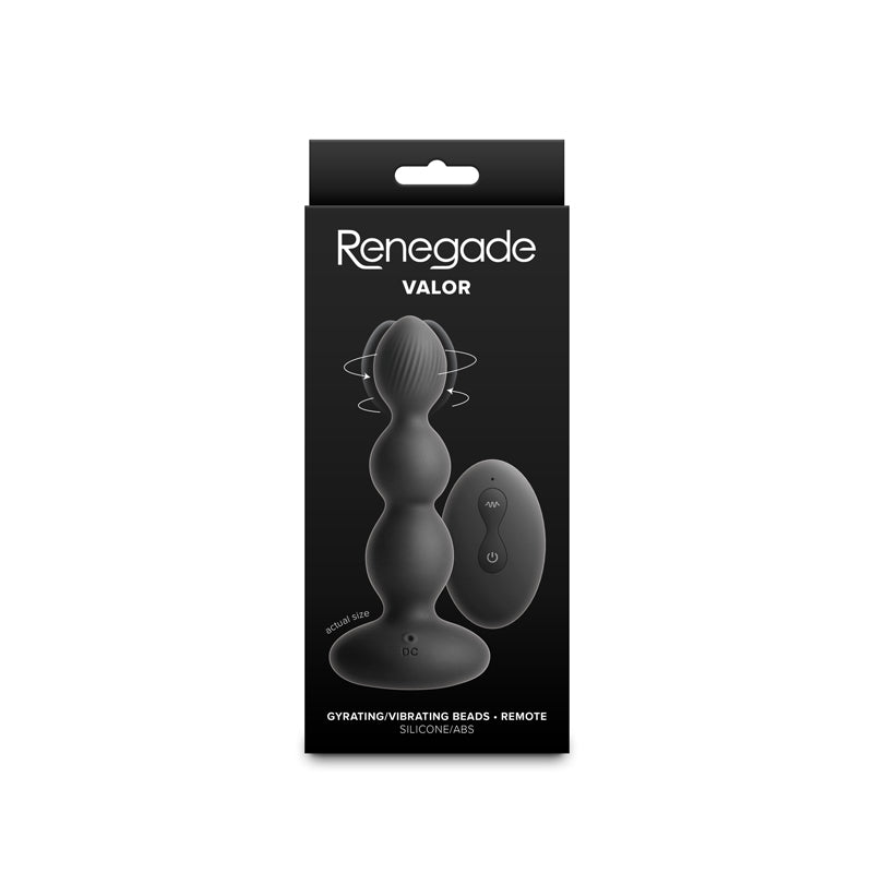 Renegade Valor - Black - Black 13.7 cm USB Rechargeable Vibrating Anal Beads with Wireless Remote - NSN-1162-13