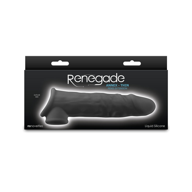 Renegade Annex - Thin - Black - Black 19.4 cm Penis Extender Sleeve-NSN-1165-03