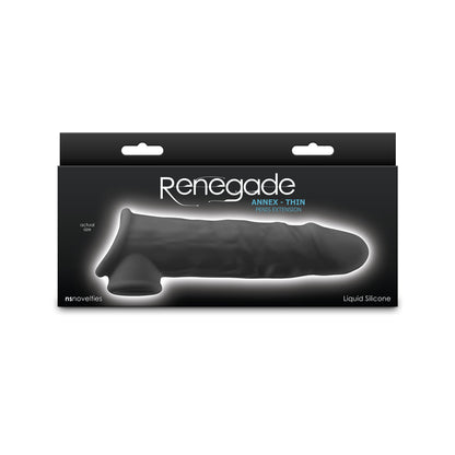 Renegade Annex - Thin - Black - Black 19.4 cm Penis Extender Sleeve-NSN-1165-03