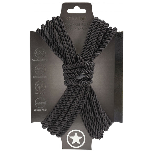 OUCH! Bondage Rope - 10 M - Black - Black Nylon Bondage Rope - 10 metre Length-OU1058BLK
