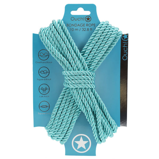 OUCH! Bondage Rope - 10 M - Blue - Blue Nylon Bondage Rope - 10 metre Length-OU1058BLU