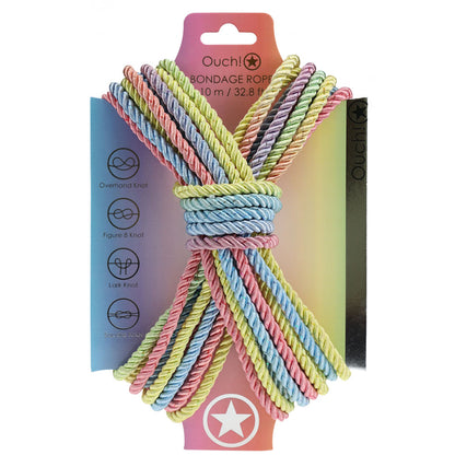 OUCH! Bondage Rope - 10 M - Multicolour 1 - Multicoloured Nylon Bondage Rope - 10 metre Length-OU1058MUL1