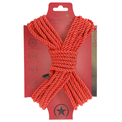 OUCH! Bondage Rope - 10 M - Red - Red Nylon Bondage Rope - 10 metre Length-OU1058RED
