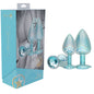 OUCH! Paris Collection - Metal Anal Plug Set - Blue - Metallic Blue Butt Plugs with Gem Bases - Set of 3 Sizes-OU1059BLU