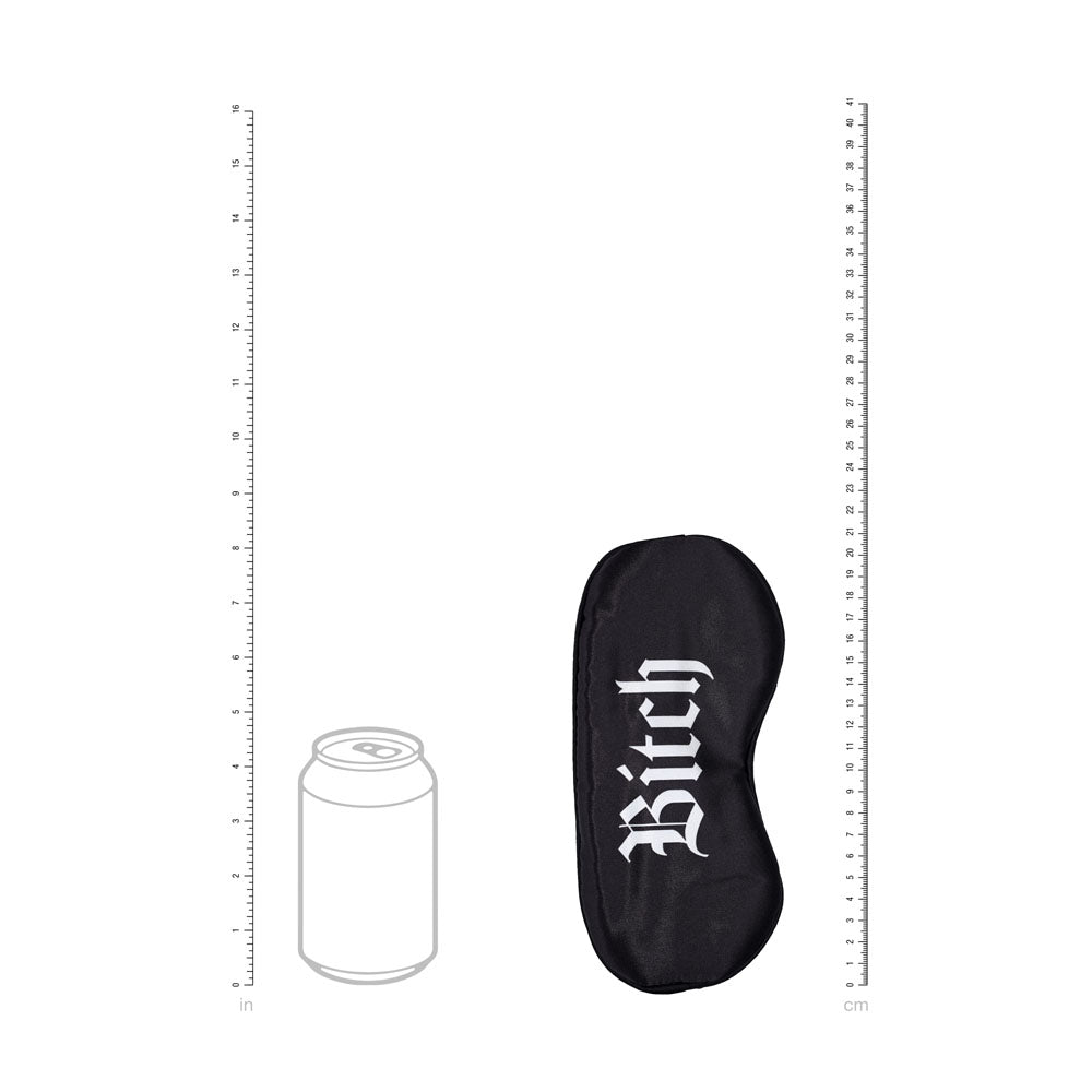 OUCH! Satin Mask - Bitch - Black Printed Eye Mask - OU1064BLK
