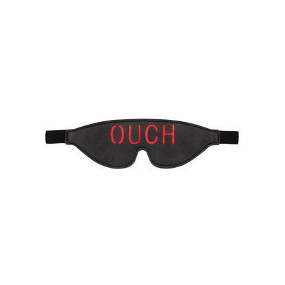 OUCH! Black & White Bonded Leather Eye-Mask Ouch - Black Eye Restraint-OU688BLK