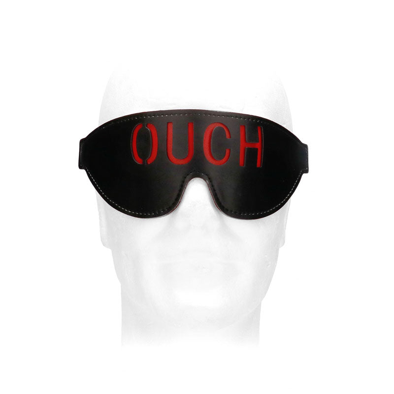 OUCH! Black & White Bonded Leather Eye-Mask Ouch - Black Eye Restraint-OU688BLK