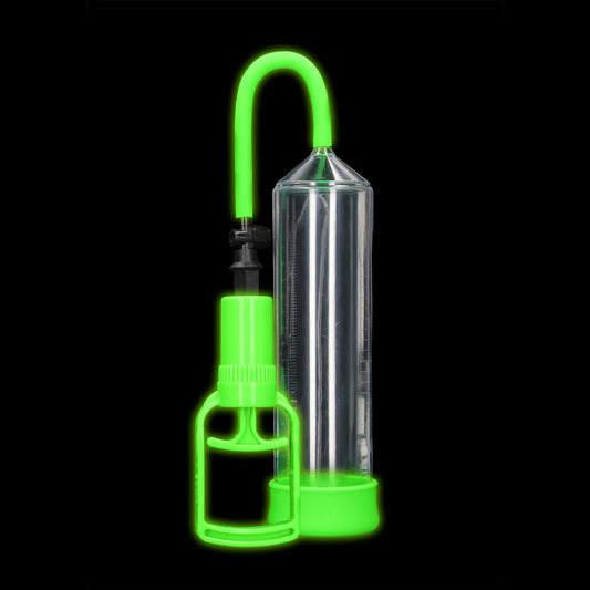 OUCH! Glow In The Dark Comfort Beginner Pump - Clear/Glow Penis Pump-OU786GLO