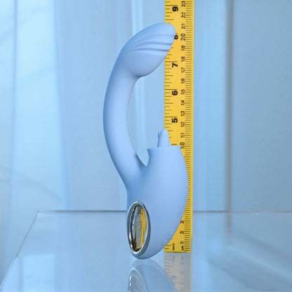 Playboy Pleasure SAPPHIRE SKY - Blue 21.6 cm USB Rechargeable Vibrator with Double Tongue Stimulator-PB-RS-4509-2