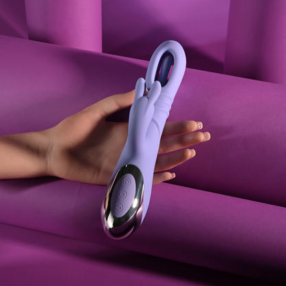 Playboy Pleasure TAP ME IN - Purple 24.2 cm USB Rechargeable Rabbit Vibrator with Tapping Shaft - PB-RS-5865-2