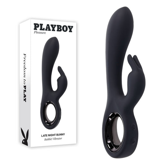 Playboy Pleasure LATE NIGHT BUNNY - Black 20 cm USB Rechargeable Rabbit Vibrator-PB-RS-6251-2