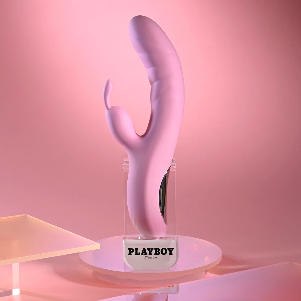 Playboy Pleasure RUB ME RIGHT - Pink 23.2 cm USB Rechargeable Thrusting Rabbit Vibrator-PB-RS-6626-2