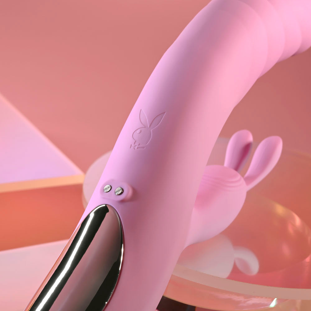 Playboy Pleasure RUB ME RIGHT - Pink 23.2 cm USB Rechargeable Thrusting Rabbit Vibrator-PB-RS-6626-2
