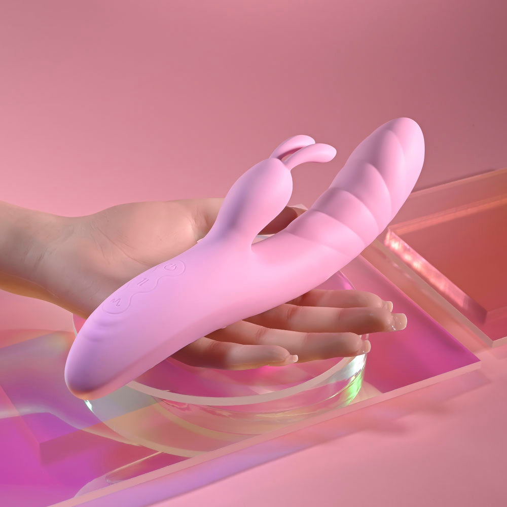 Playboy Pleasure RUB ME RIGHT - Pink 23.2 cm USB Rechargeable Thrusting Rabbit Vibrator-PB-RS-6626-2