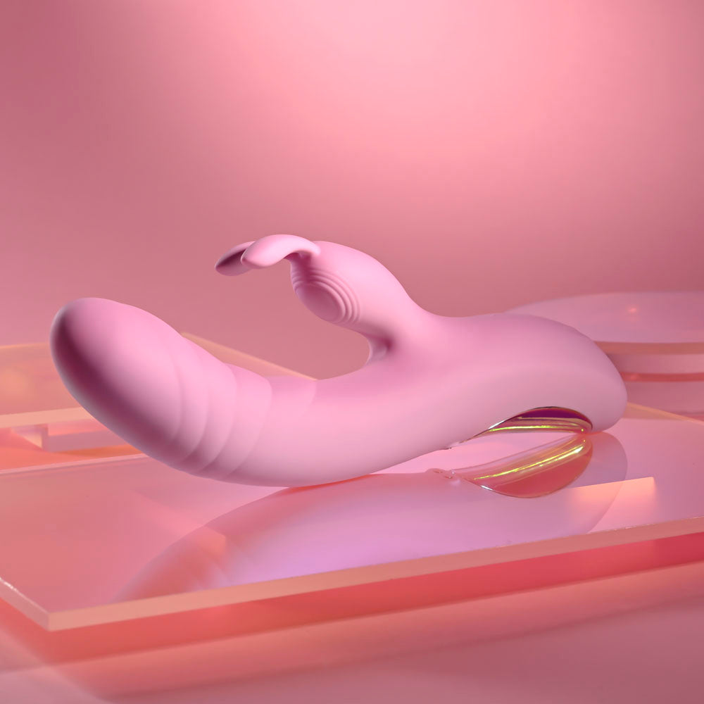 Playboy Pleasure RUB ME RIGHT - Pink 23.2 cm USB Rechargeable Thrusting Rabbit Vibrator-PB-RS-6626-2