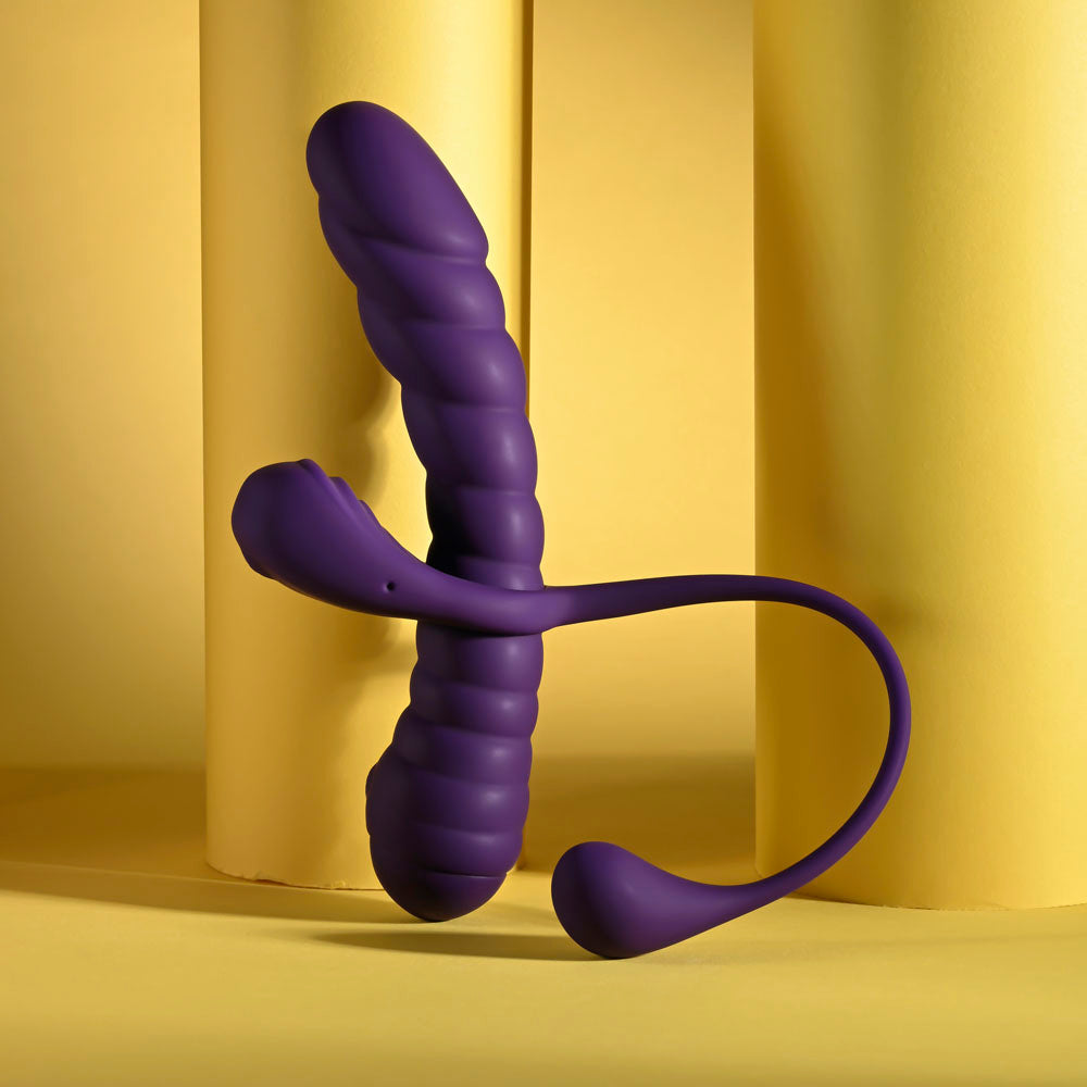 Playboy Pleasure TWISTED PLAYGROUND - Purple USB Rechargeable Vibrator and Cock Ring Kit-PB-RS-6657-2
