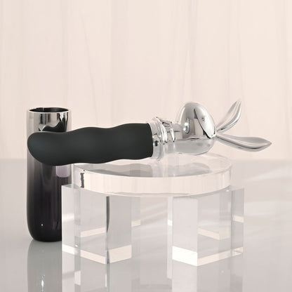 Playboy Pleasure BUNNY ON THE GO - Black/Chrome 18.6 cm USB-C Rechargeable Vibrator - PB-RS-6664-2