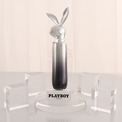 Playboy Pleasure BUNNY ON THE GO - Black/Chrome 18.6 cm USB-C Rechargeable Vibrator - PB-RS-6664-2