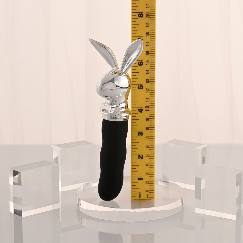 Playboy Pleasure BUNNY ON THE GO - Black/Chrome 18.6 cm USB-C Rechargeable Vibrator - PB-RS-6664-2