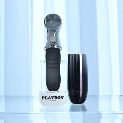 Playboy Pleasure BON VOYAGE - Black/Chrome 18.7 cm USB-C Rechargeable Tapping Vibrator - PB-RS-6671-2