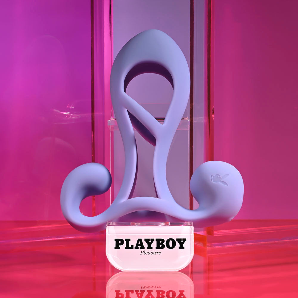 Playboy Pleasure FANTASY CAGE - Purple USB Rechargeable Vibrating Penis Sleeve-PB-RS-6824-2
