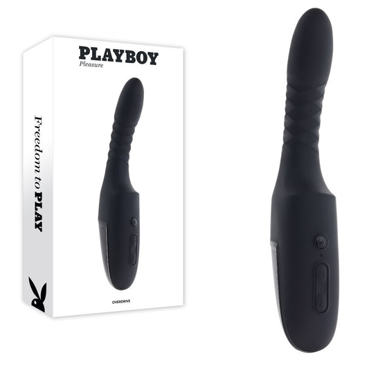 Playboy Pleasure OVERDRIVE - Black 28.2 cm USB Rechargeable Thrusting Vibrator-PB-RS-7302-2