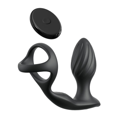 Anal Fantasy Elite Ass-Gasm Gyro-Milk Pro - Black USB Rechargeable Gyrating Butt Plug with Cock Ring-PD4797-23