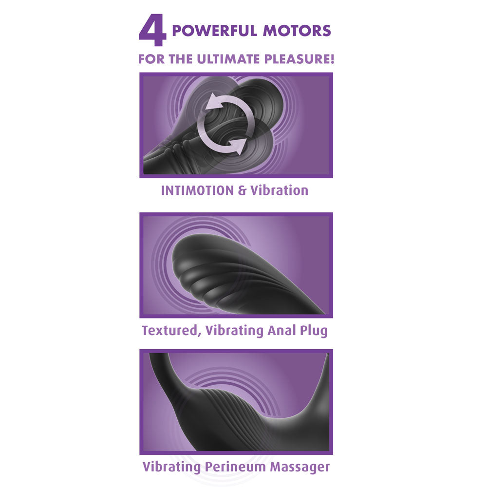Anal Fantasy Elite Ass-Gasm intiMotion - Black USB Rechargeable Quad Motor Prostate Massager with Remote - PD4798-23