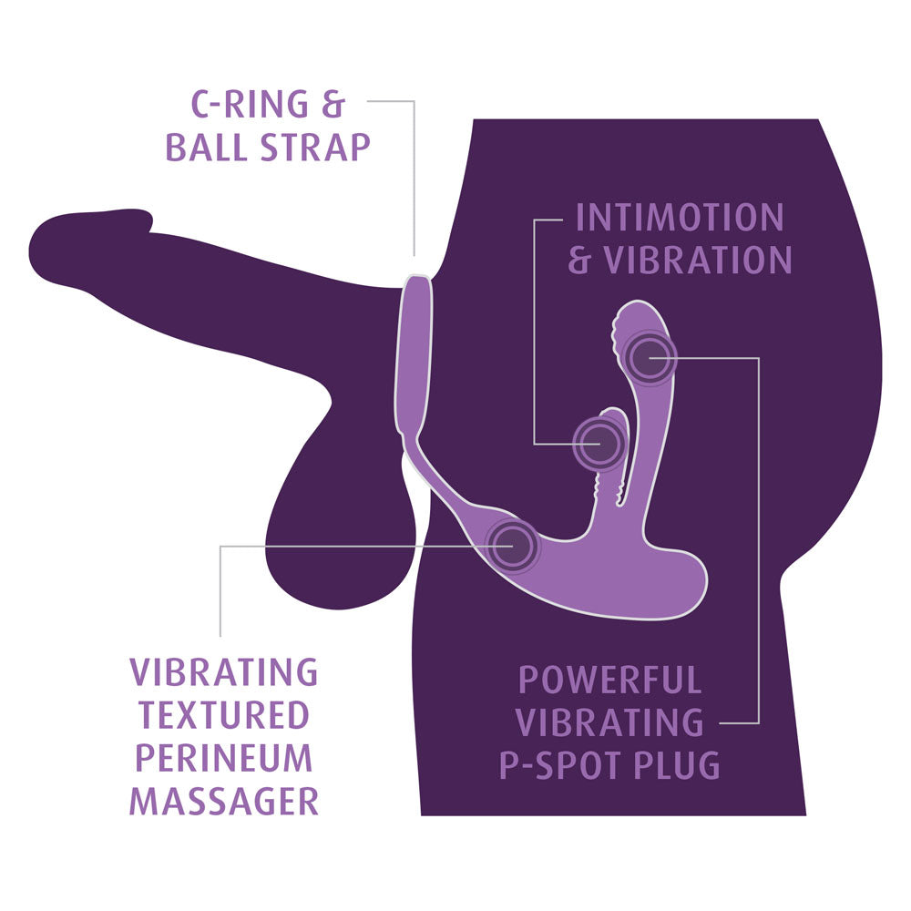 Anal Fantasy Elite Ass-Gasm intiMotion - Black USB Rechargeable Quad Motor Prostate Massager with Remote - PD4798-23