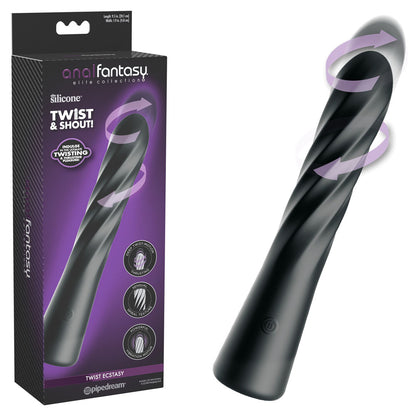 Anal Fantasy Elite Twist Ecstasy - Black - Black 24.1 cm USB Rechargeable Twisting & Thrusting Anal Vibrator - PD4800-23