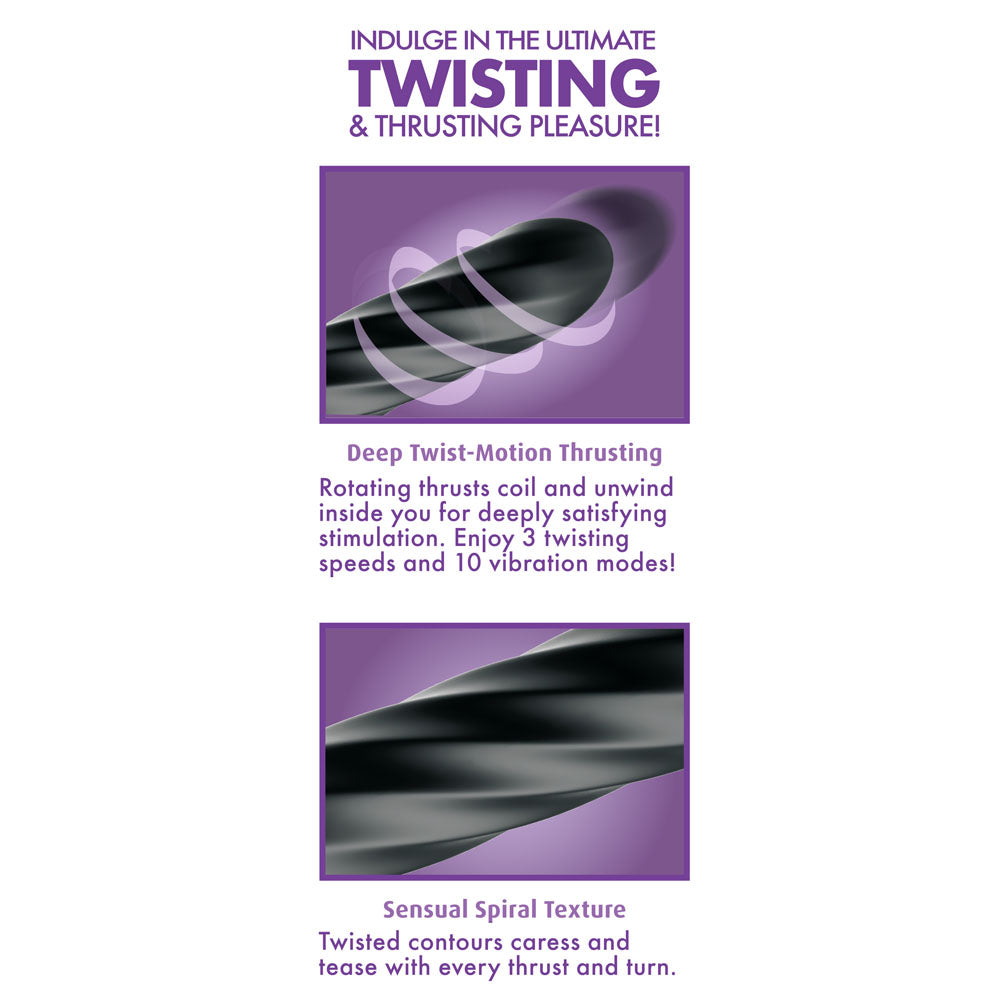 Anal Fantasy Elite Twist Ecstasy - Black - Black 24.1 cm USB Rechargeable Twisting & Thrusting Anal Vibrator - PD4800-23