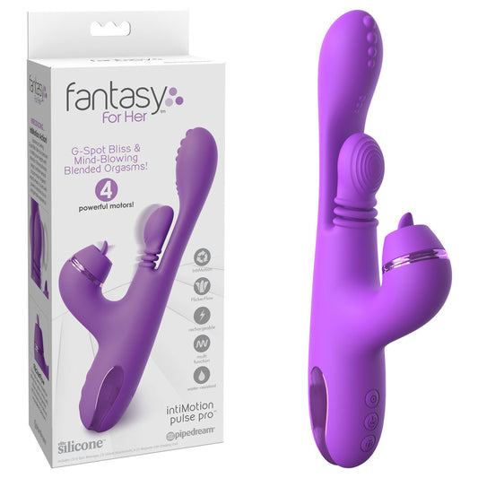 Fantasy For Her IntiMotion Pulse Pro - Purple 24 cm USB Rechargeable Swirling & Flicking Rabbit Vibrator-PD4978-12
