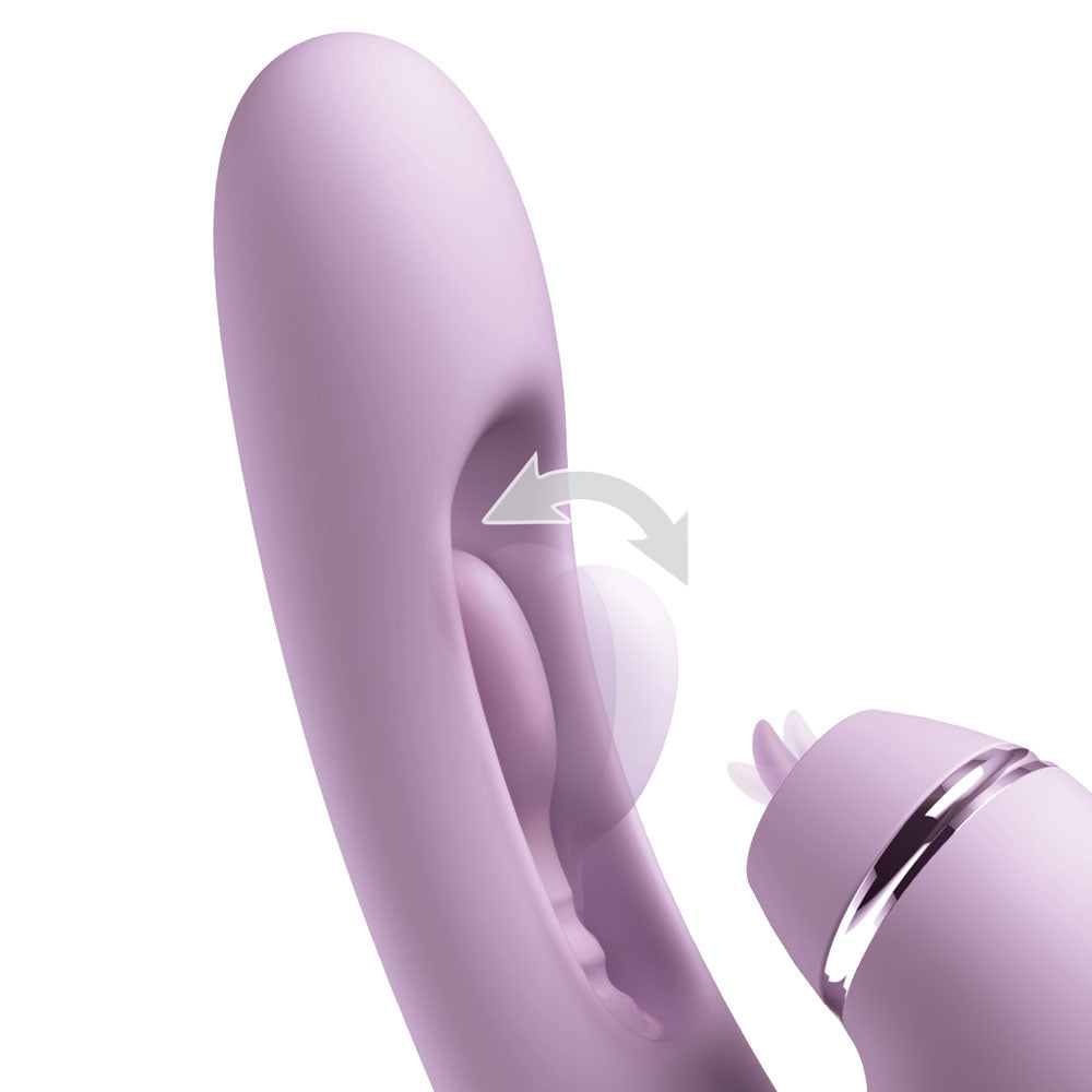 Fantasy For Her G-Touch Pulse Pro - Purple - Purple 23.4 cm USB Rechargeable Rabbit Vibrator with Flicking Shaft and Tip - PD4984-12