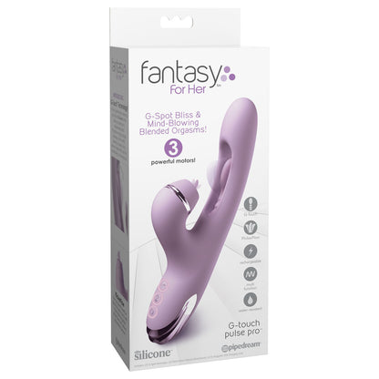 Fantasy For Her G-Touch Pulse Pro - Purple - Purple 23.4 cm USB Rechargeable Rabbit Vibrator with Flicking Shaft and Tip - PD4984-12