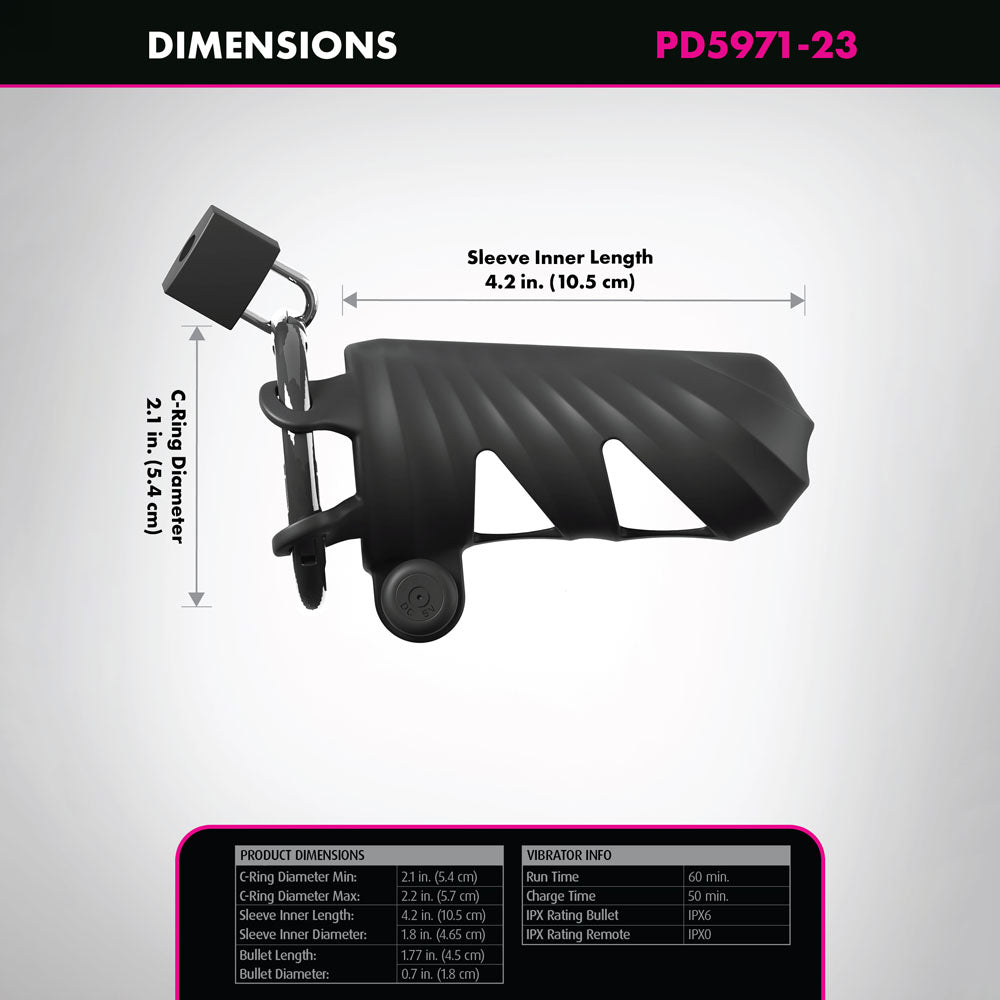 Fantasy C-Ringz Remote-Controlled Vibrating Cock Blocker - Black Vibrating Cock Cage-PD5971-23