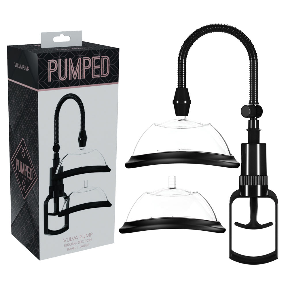Pumped Vulva Pump - Black - Black Vagina Pump with 2 Cups - PMP069BLK