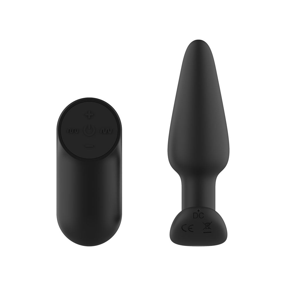 Passion Play Silicone Vibrating Butt Plug with Remote - Black 10.4 cm USB Rechargeable Vibrating Butt Plug with Wireless Remote - PP0007