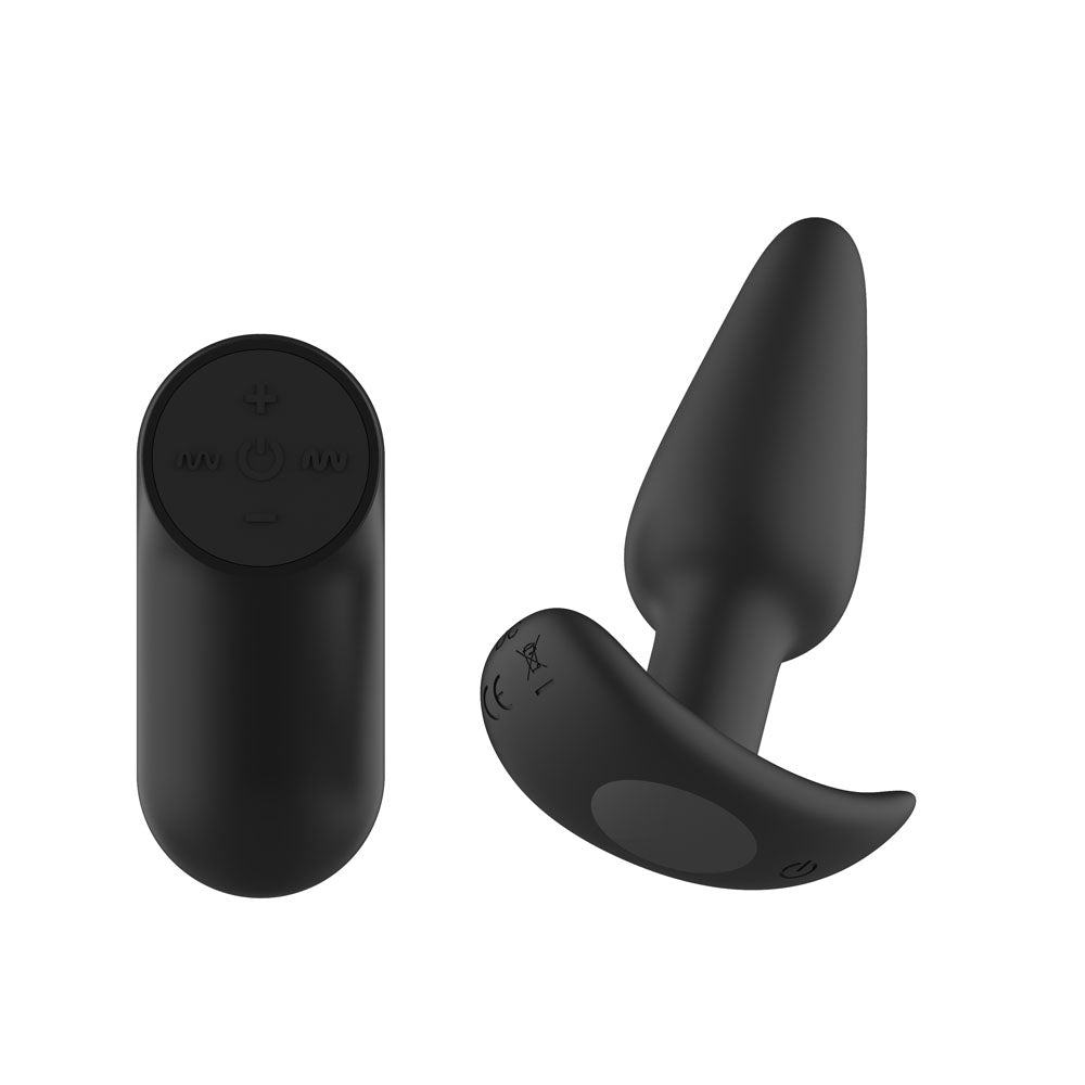 Passion Play Silicone Vibrating Butt Plug with Remote - Black 10.4 cm USB Rechargeable Vibrating Butt Plug with Wireless Remote - PP0007