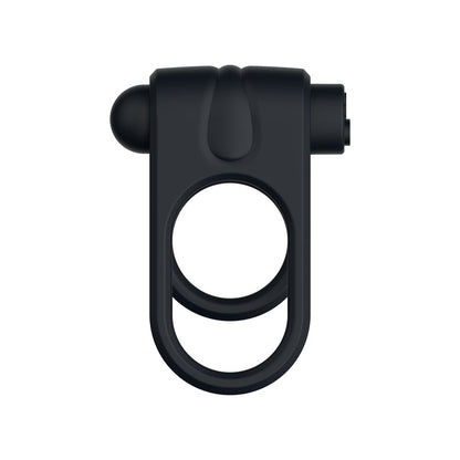 Passion Play Silicone Vibrating Dual Cockring - Black USB Rechargeable Cock & Balls Ring - PP0237