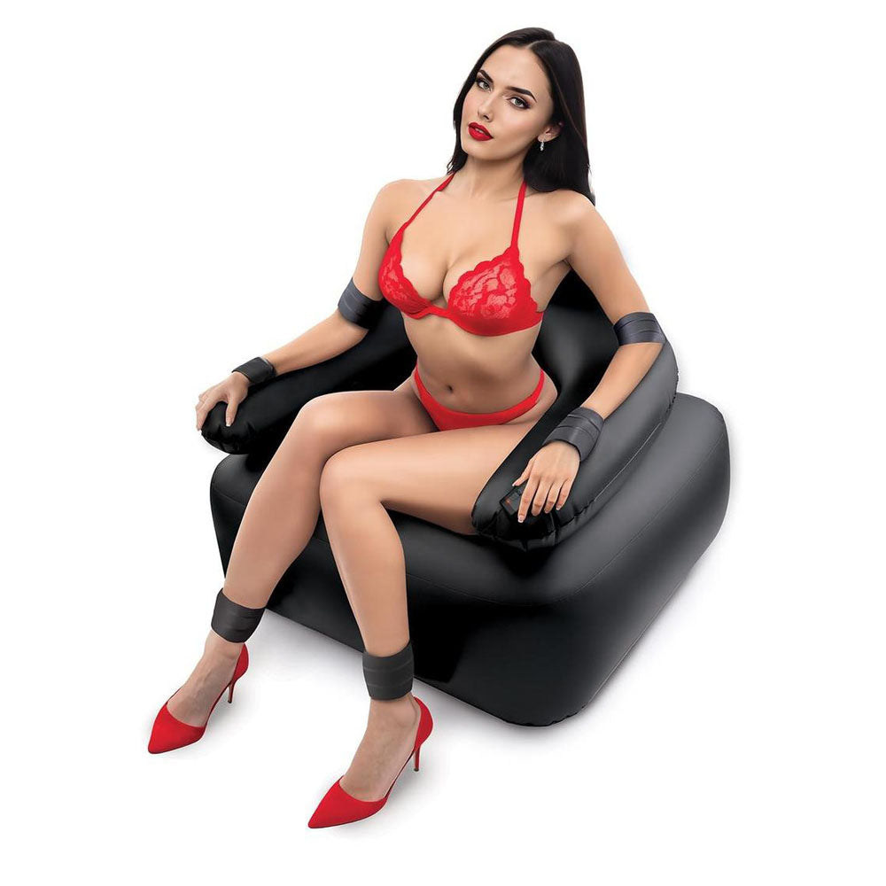 Whipsmart Inflatable Bondage Chair - Black Inflatable Chair with 6 Vibrating Dong-PP114