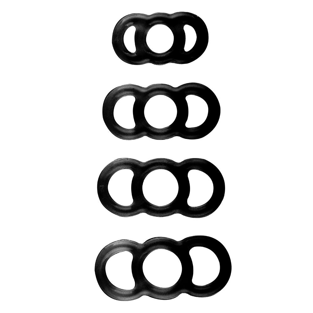 LuvPump ComFit Silicone Rings - Black Silicone Rings - Set of 4 Sizes - R01