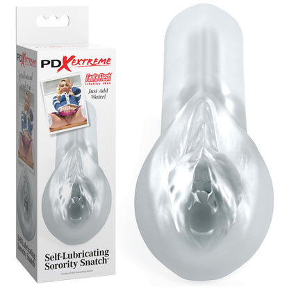 Pipedream Extreme Toyz Self Lubricating Sorority Snatch - Clear - Clear Vagina Stroker - RD422-20