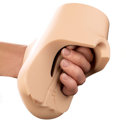 PDX Plus Double Pounder Vibrating Squeeze Stroker - Flesh - Flesh USB Rechargeable Vibrating Vagina Stroker-RD434-21