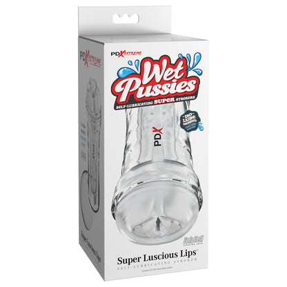 PDX Extreme Wet Pussies - Super Luscious Lips - Clear - Clear Self Lubricating Vagina Stroker - RD440-20