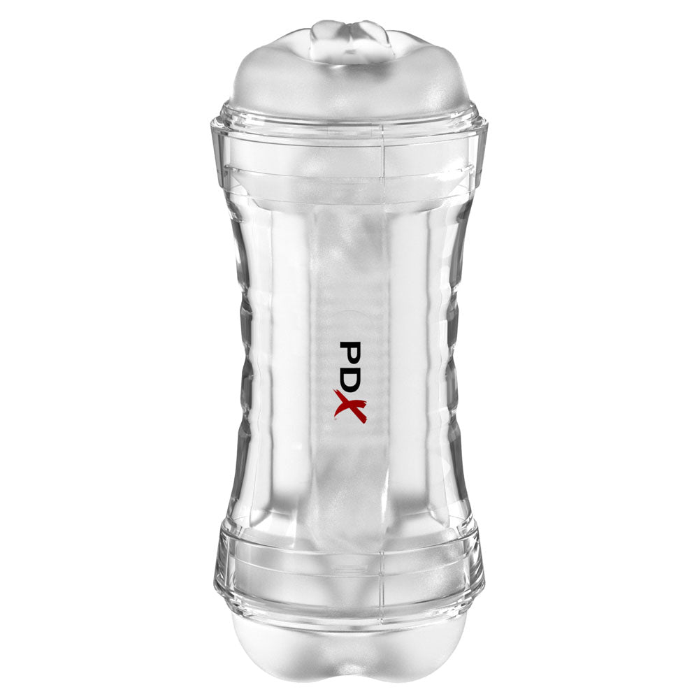 PDX Wet Pussies Super Flip-A-Pussy Over - Clear - Clear Dual Ended Self Lubricating Stroker (Vagina & Ass) - RD446-20