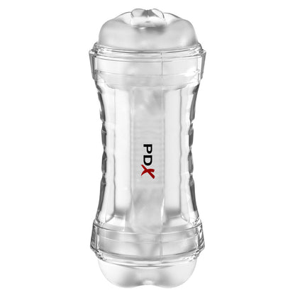 PDX Wet Pussies Super Flip-A-Pussy Over - Clear - Clear Dual Ended Self Lubricating Stroker (Vagina & Ass) - RD446-20