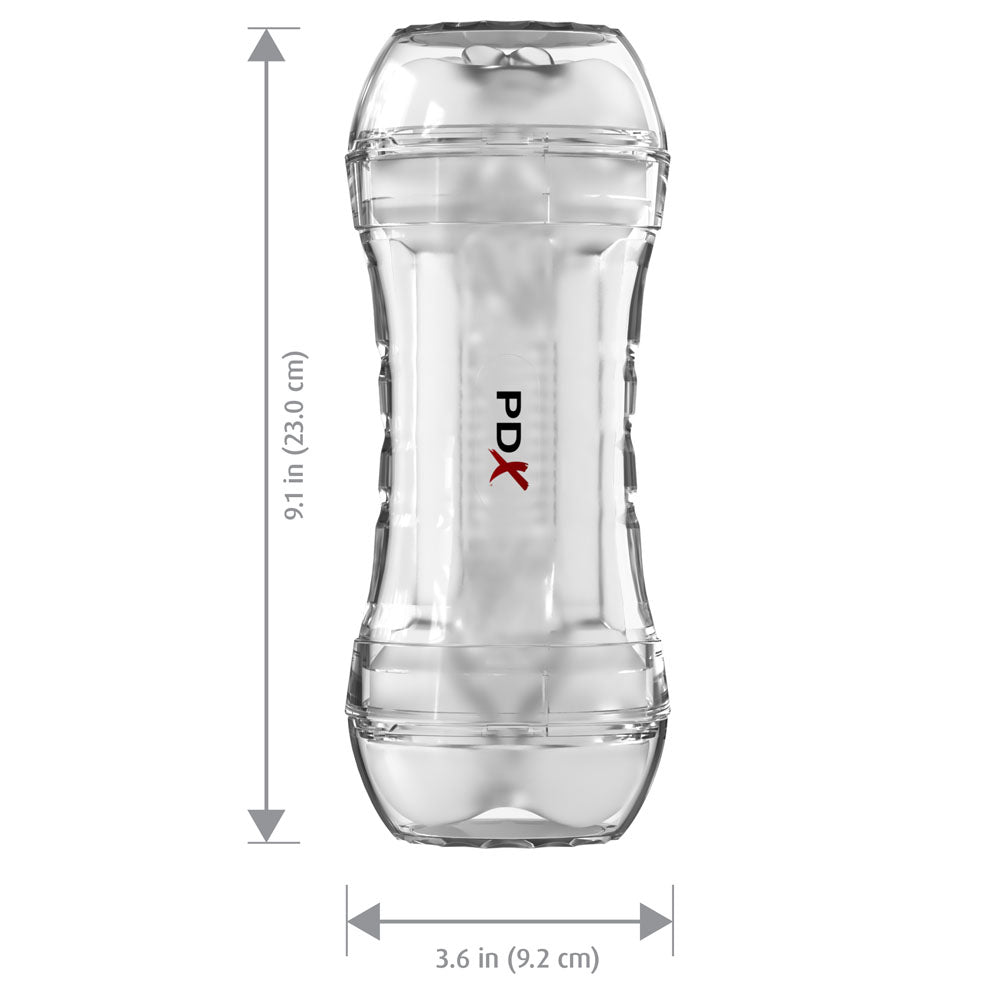 PDX Wet Pussies Super Flip-A-Pussy Over - Clear - Clear Dual Ended Self Lubricating Stroker (Vagina & Ass) - RD446-20