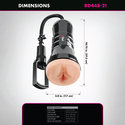 PDX Wet Pussies Super Sucker XXL Stroker - Flesh - Flesh Vagina Stroker with Suction Pump-RD448-21
