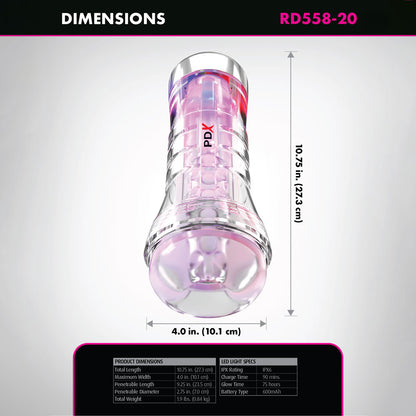 PDX Elite ViewTube XXL LED Stroker - Clear Stroker with LED Lights-RD558-20