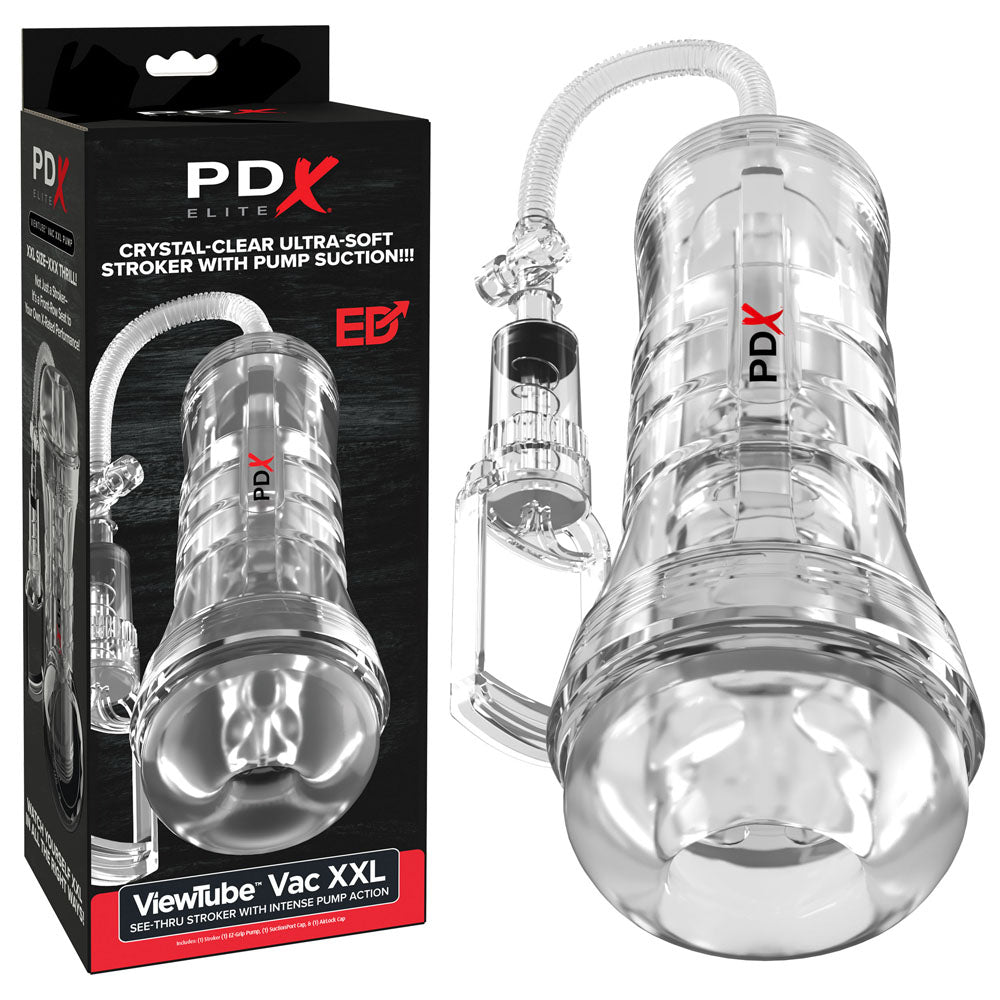 PDX Elite ViewTube Vac XXL Pump Stroker - Clear Vagina Stroker with Suction Pump-RD560-20